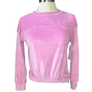 Zella top cropped pullover long sleeves velour elastic waist size medium NWT